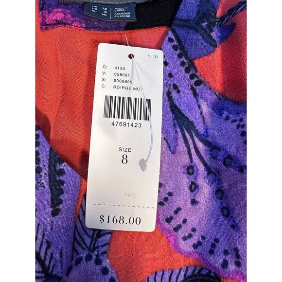 Anthropologie Maeve Macie Maxi Dress Sz 8 Floral Purple Red V-Neck NWT - Picture 7 of 10